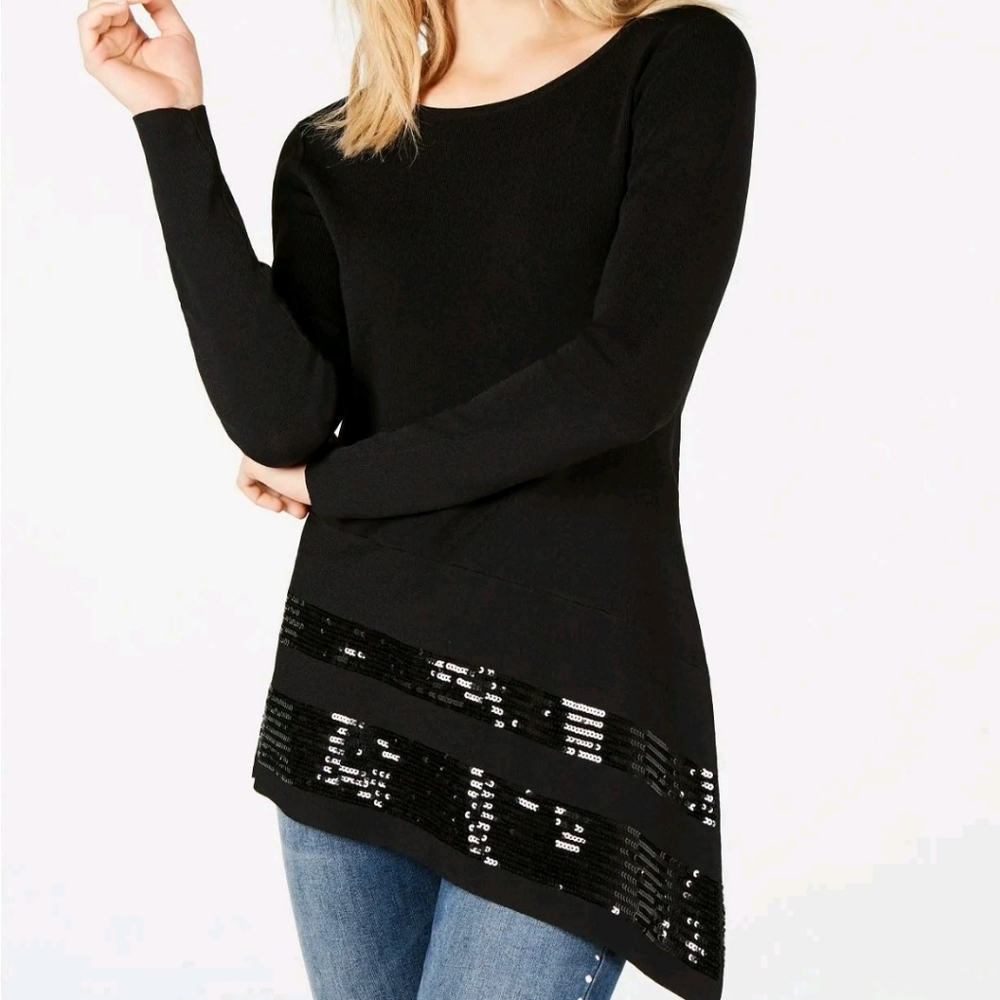 NWOT INC International Concepts Assymetrical Sequined Sweater